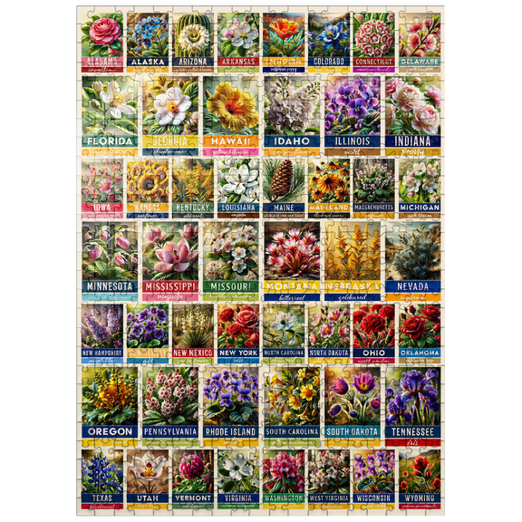 MyPuzzle - State Flowers Series: 50 State Flowers Collage, Vol. 2 - Premium 500 Piece Jigsaw Puzzle for Adults