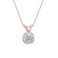 thumbnail image 1 of 14k Rose Gold Round Lab Grown Solitaire Diamond Pendant Necklace (5/8 cttw, E-F, SI1-SI2) Bezel-set, 18-inch box chain by Diamond Wish, 1 of 3