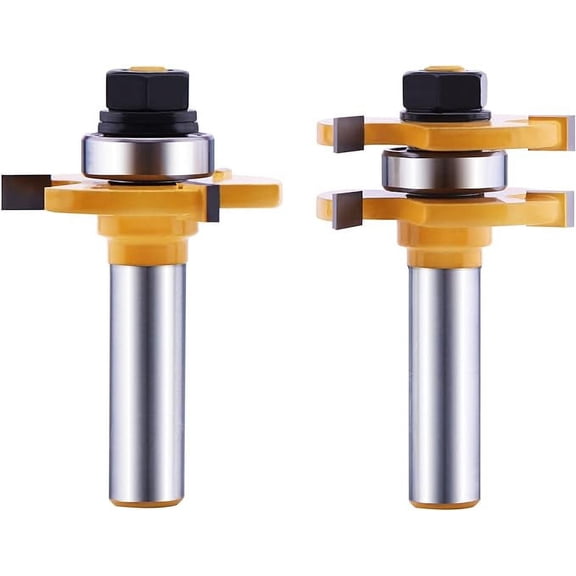 Tongue and Groove Router Bit Set (2 PCS) with 1/4 Inch Shank T Shape, Wood Milling Saw Cutter by LU&MN (Woodworking Tools for Home Improvement and DIY)