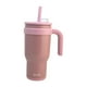 thumbnail image 1 of Termo Doble Pared Acero Inoxidable Exterior e Interior, Vaso Térmico con Tapa Doble y Popote Plástico con Silicona y Asa Ergonómica, Capacidad 900 ml, Rosa, 1 of 8