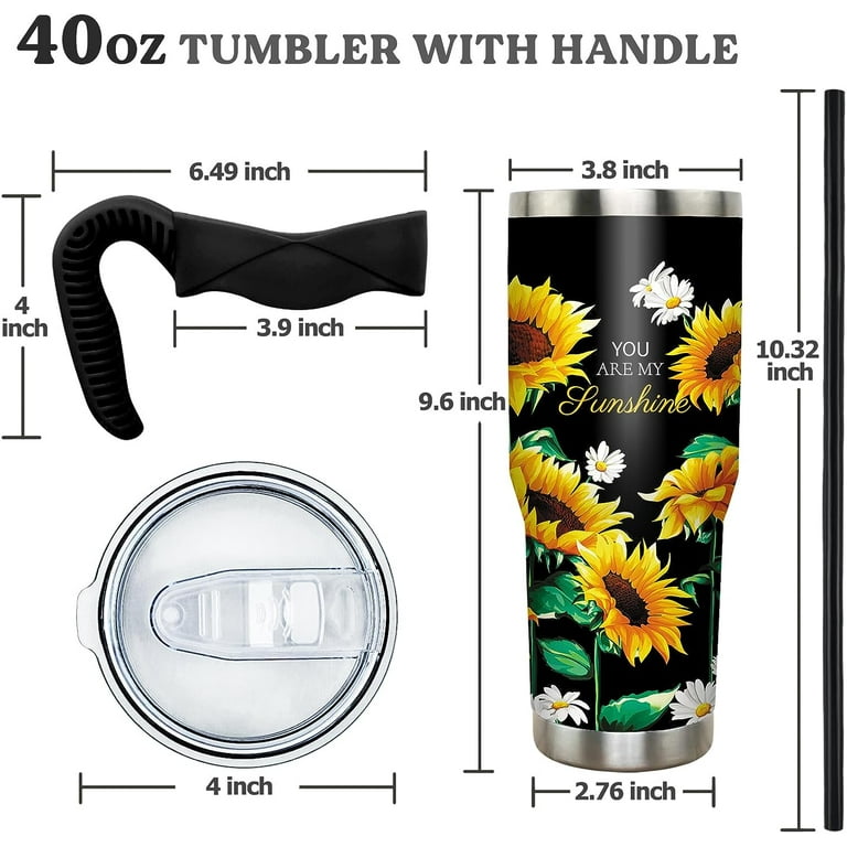 40 Oz Sunflower Print Tumbler With Handle