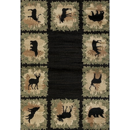 United Weavers Woodside Area Rugs 712 31570 Southwestern Lodge United Weavers Woodside Area Rugs 712 31570 Southwestern Lodge Black Animal Print Leaves Antlers Bears