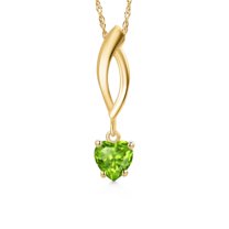 Gem Stone King 10K Yellow Gold Green Peridot Pendant Necklace for Women | 0.50 Cttw | Gemstone August Birthstone | Heart Shape 5MM | With 18 inch Chain