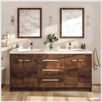 Eviva Lugano 72" Rosewood Modern Bathroom Vanity with White Integrated Acrylic Double Sink