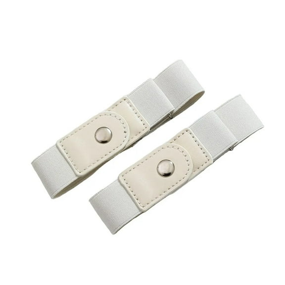 2pcs/set Unisex Jeans Invisible Adjustable Canvas Women Men Pants Buckle Elastic Belt Waist Belt Stretch Belt WHITE
