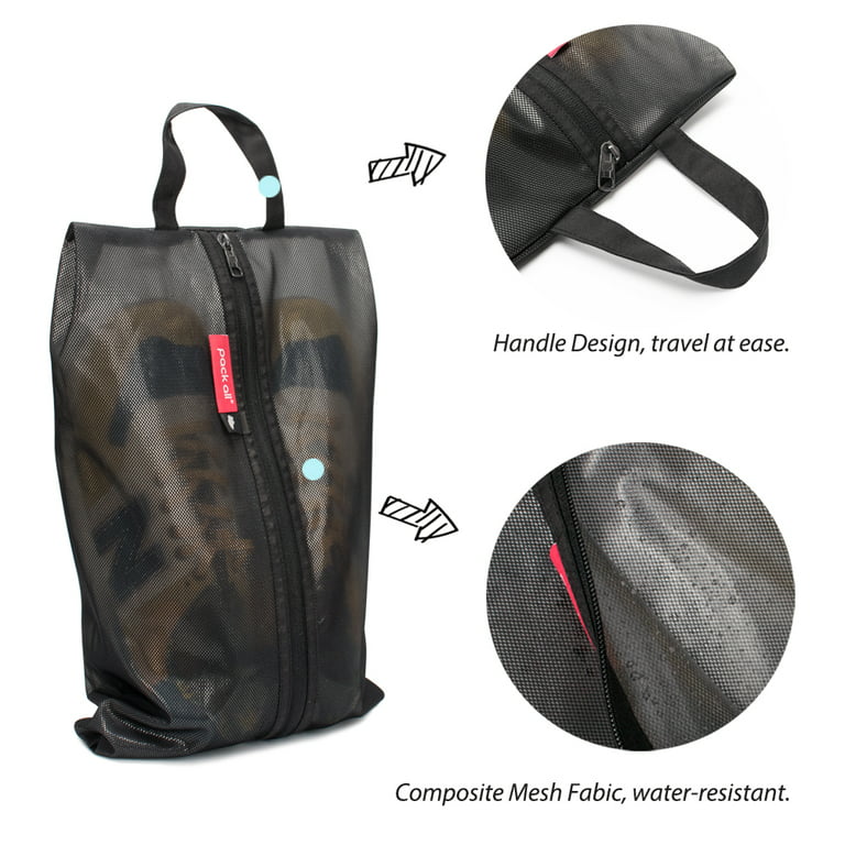 YAMIU Travel Shoe Bags Set of 2 Waterproof Nylon with Zipper for Men &  Women (Black)