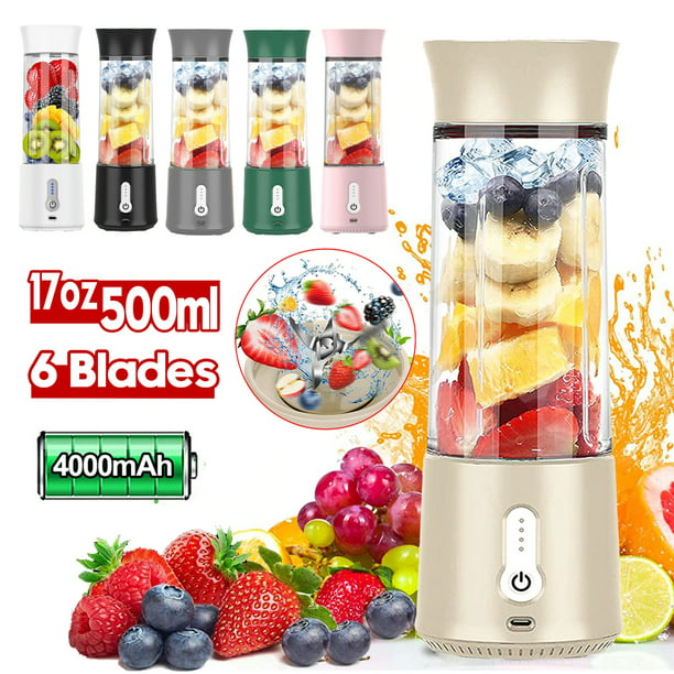 Fimilo 500ML Portable Blender with 4000mAh Rechargeable Battery,Personal Blender for Shakes Fruit Juice 6 Blades, Mini Bottle for Home Office Travel(Cream Color) - Walmart.com
