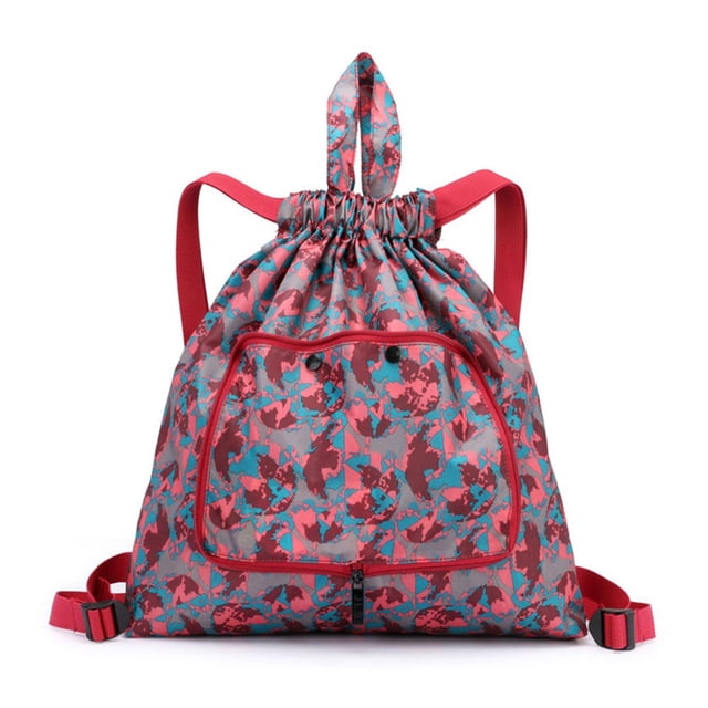 Basketball Yoga Bag Drawstring Folding Backpack Nylon for Travel (Small Flowers)