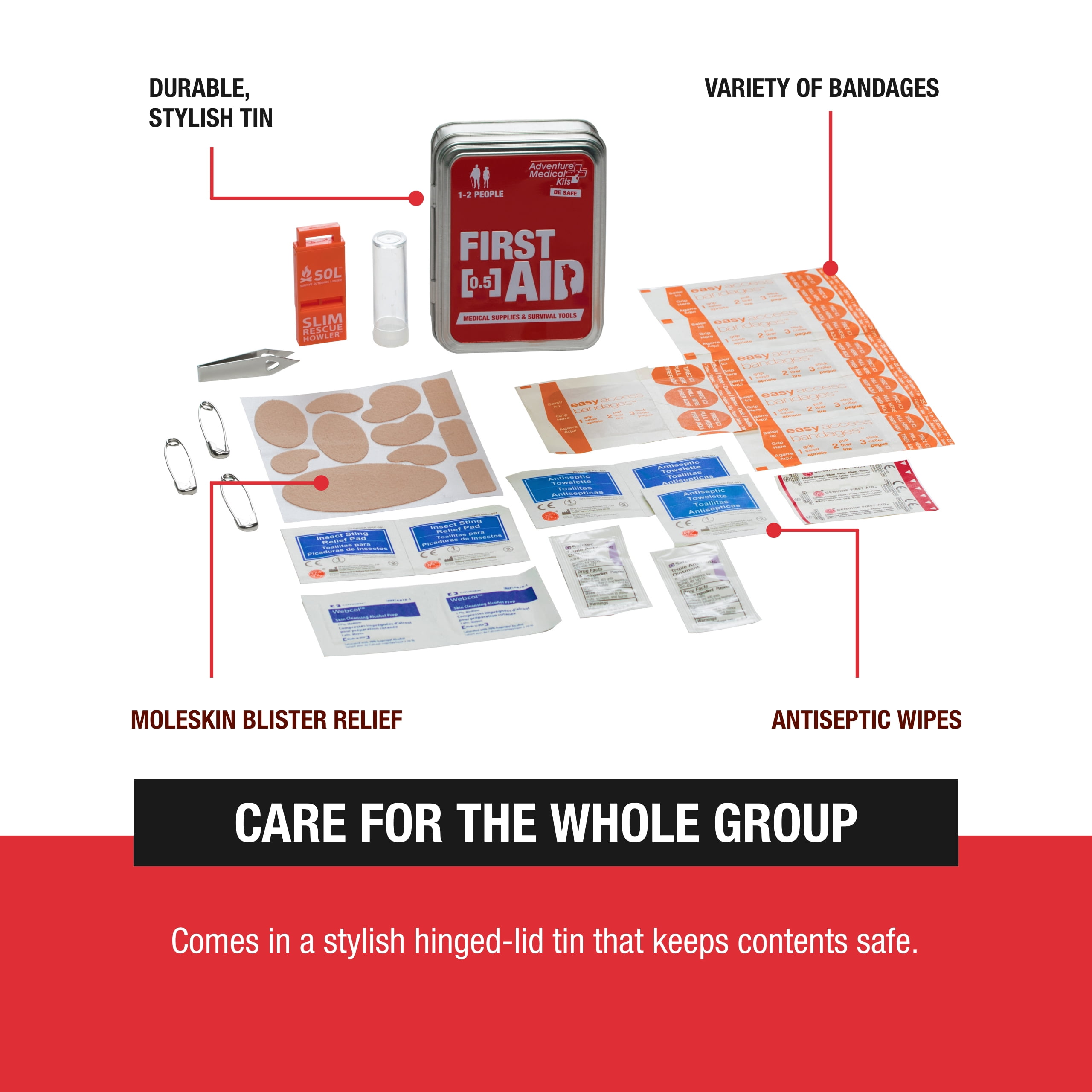 Adventure Medical Kits Adventure First Aid, 0.5 Tin - (Pack of 2)