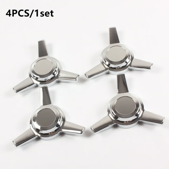 4PCS 3-Bar Spinner Hubcaps Zinc Alloy Wheel Hub Center Caps Knock-Off Style Lowrider Hubcaps Covers (Straight Stud Mount)