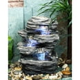 thumbnail image 3 of 13.25" Brown and White Four Level Rock Waterfall Fountain with Led Light, 3 of 3