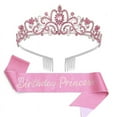 thumbnail image 1 of Kit de tiara y banda de cristal, coronas de cumpleaños para mujer, conjunto de decoraciones de cumpleaños, diadema con diamantes de imitación, 1 of 5