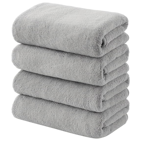 4pcs Large Bath Towel Set, Ultra Soft Terry Absorbent Towel, Quick Dry, Lightweight, Highly Absorbent, Soft Feel, Outdoor Camping Towel, Beach Towel, Good for Shower, Pool, Spa, Gym