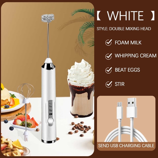 Fiudx Espumador de Leche Recargable, Batidora de Mano de 3 Velocidades, Cabezales de Acero Inoxidable, Perfecto para Café Resistente, Bebidas Proteicas, Matcha, Chocolate Caliente, Oficina En Casa, I