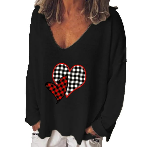 Turtle Necks for Womens Long Sleeve White Long Sleeve Shirts for Women Women Fashion Casual Print V-Neck Loose Long Sleeve T-shirt Top Blouse Pullover White Blouse for Women Blouses and Tops
