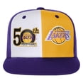 thumbnail image 2 of Youth Mitchell & Ness Purple Los Angeles Lakers 50th Anniversary Duo Front Snapback Hat, 2 of 4