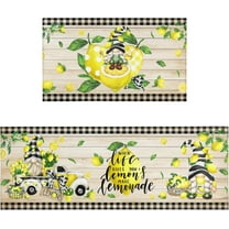 Yellow Lemon Kitchen Rug Mat Spring Summer Kitchen Rugs Sets of 2 Washable Non-Slip Kitchen Floor Mats for in Front of Sink Lemon Kitchen Decor