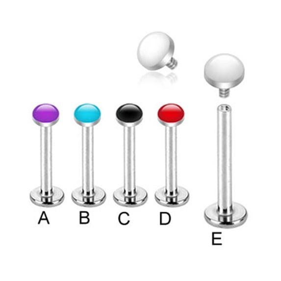 Internally Threaded Labret Stud With White Enameled Dome Top, 16 Ga,5/16" (8Mm) Long,Blue - B