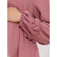 thumbnail image 5 of INSPIRE CHIC Womens Maternity Blouse High Low Tops V Neck Babydoll Button Long Sleeve Lantern Pleated Ruched Frill Pregnancy M Pink, 5 of 6
