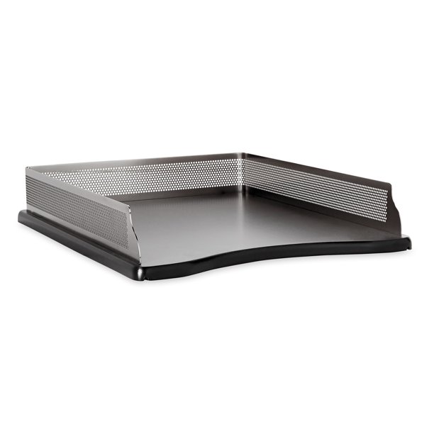 Rolodex Selfstacking Letter Tray, Mesh Metal & Wood, Black Walmart