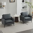 thumbnail image 2 of CQSXDA 2 Piece Adult Nordic Retro Light Luxury Leather Upholstered Cat Paw Sofa Set Gray, 2 of 5