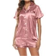 thumbnail image 5 of BONIXOOM Pajamas For Women Christmas Pajamas Sleepwear None Short Sleeve Sleep Shorts Solid Pink XL, 5 of 6