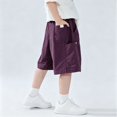thumbnail image 5 of Boys Button Side‑Cargo Pocket Waist Shorts, Lightweight Loose Wide‑Leg Knee‑Length Casual Shorts for Big Kids, 5 of 6