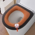 thumbnail image 1 of Funda de asiento de inodoro reforzada con asa | Anillo de inodoro de punto suave para invierno | Almohadilla de asiento de inodoro cálida y lavable para inodoros redondos, 1 of 6