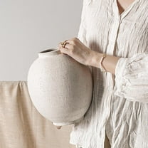 Large White Ceramic Vase - 9.8 Inch Rustic Farmhouse Vase for Home Dr, Minimalist Tall Vases for Living Room, Table, Bathroom, Holiday & Weddings