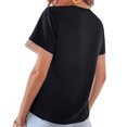thumbnail image 4 of Camisa de mujer con cuello en V, manga corta, encaje guipur, blusa informal de poliéster para oficina en casa, 4 of 6