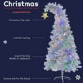 thumbnail image 5 of 6 FT  Artificial White Christmas Tree, Santa Hat Style Xmas Tree with 300 Colorful LED Lights and 900 Branch Tips, Decorated Tree with Bent Top and Gold Star Topper, 5 of 9