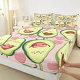 thumbnail image 3 of jejeloiu Kawaii Avocado Twin Sheet Set (3-Piece) Cartoon Heart Green Pink Microfiber Decor For Kids, 3 of 7