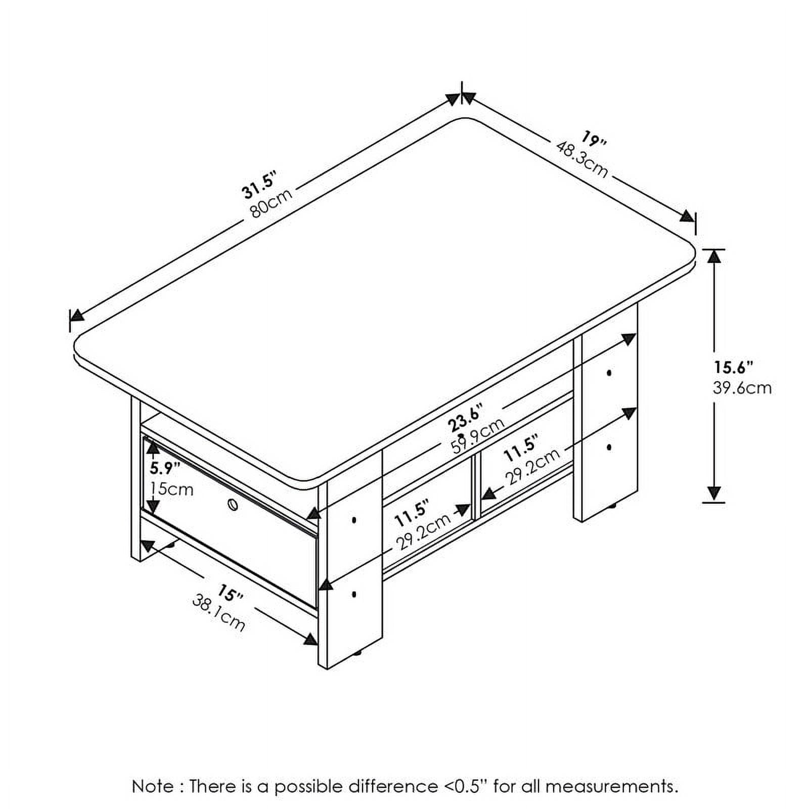 Furinno Coffee Table w/Bin Drawer