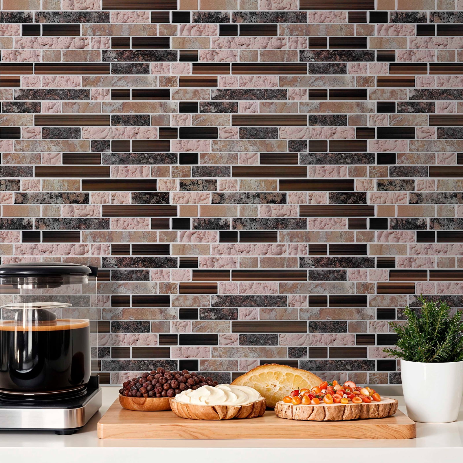 10-Sheet Peel and Stick Backsplash, 12" x 12" Self Adhesive 3D Backsplash Wall Tile Sticker for Kitchen Bathroom