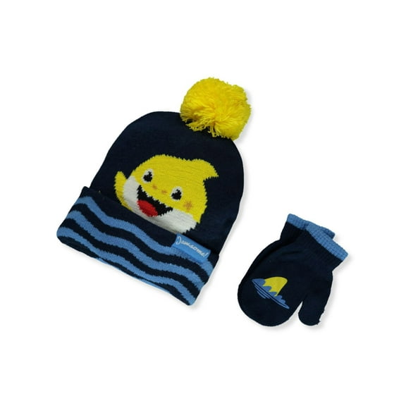 Baby Shark Boys' 2-Piece Hat & Gloves Set - blue, one size