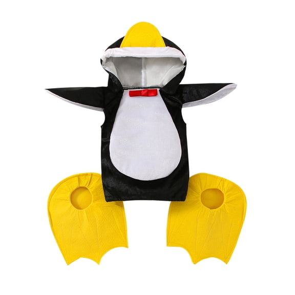 RUINIXCW Toddler Baby Halloween Penguin Costume Newborn Infant Girl Boy Halloween Animal Cosplay Outfit Penguin Shape Hooded Tops and Foot Covers Set