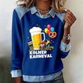 thumbnail image 2 of Mardi Gras Hauts à Manches Longues pour Femmes 2026 Mode Denim Patchwork Col à Revers Chandail en Molleton Graphique, 2 of 2