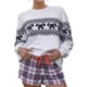 thumbnail image 2 of Suéter de Punto para Mujer con Estampado de Lazo en Forma de Corazón, Larga, Cuello Redondo, Estilo Casual Negro XL, 2 of 6