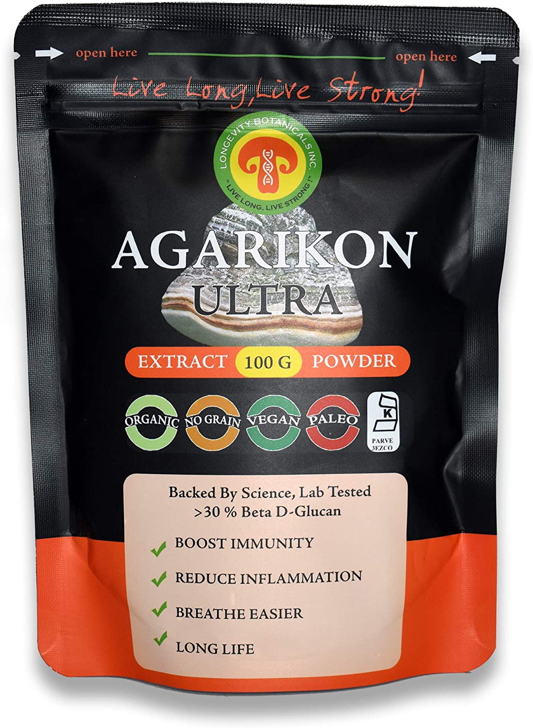 Longevity Botanicals Organic Agarikon Mushroom Powder Supplement (3.5