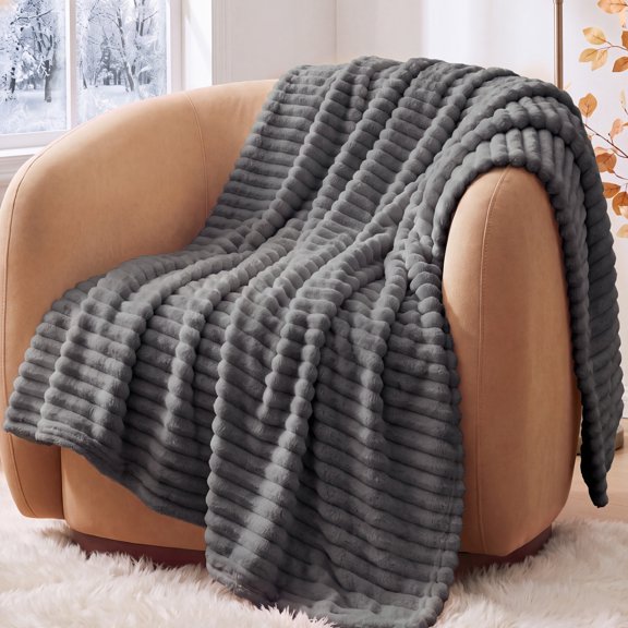 U by Bedsure Grey Fleece Throw Blanket for Couch - Super Soft Cozy Blankets for Women, Girls, Bed & Travel, 50x60 inches