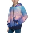 thumbnail image 2 of Pofeuu Night Sky Elk Print Teenage Zipper Hoodie Sweatshirts Hooded Casual Jackets With Pocket For Boys Girls-Medium, 2 of 6