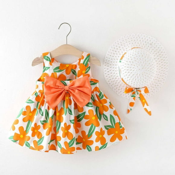 Toddler Dresses Sleeveless Baby Tutu Dress Summer Dresses for Girls with Hats 2PC Infant Outfits 2-3 Years