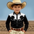 thumbnail image 2 of Boys Tshirts Western Casual Long Sleeve Print Shirt Button Up Top Girls' Tops Black 6-7 Years, 2 of 5
