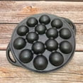 thumbnail image 5 of WYJ Cast Iron Takoyaki Pan, 15 Hole NonStick Aebleskiver Pan Escargot Plate Octopus Ball Maker with Forks and Brush-0614, 5 of 5