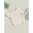 thumbnail image 3 of Arvbitana Toddler Baby Girls Boys Solid Color T-shirt Short Sleeve O Neck Sweatshirt Summer Casual Loose Pullover Top Basic Tee 6M-4T, 3 of 8