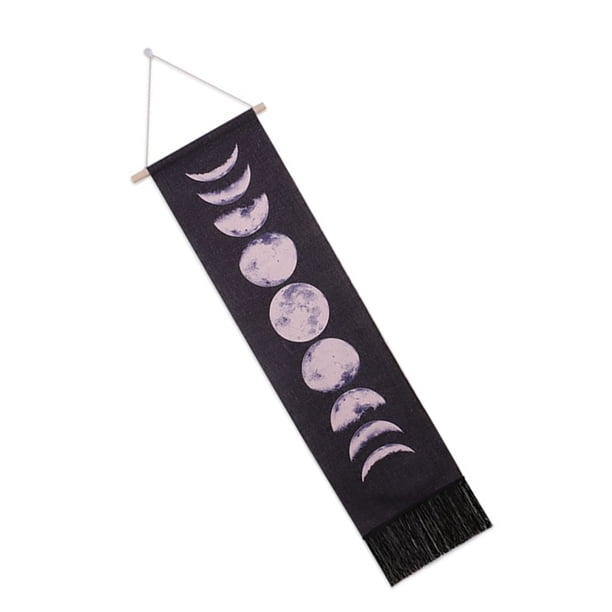 Ounissouiy Tapiz de fases lunares, tapices para colgar en la pared, nueve fases de crecimiento completo, ciclo lunar, decoración moderna para el hogar Decoración del hogar Negro Ounissouiy HA024636-01