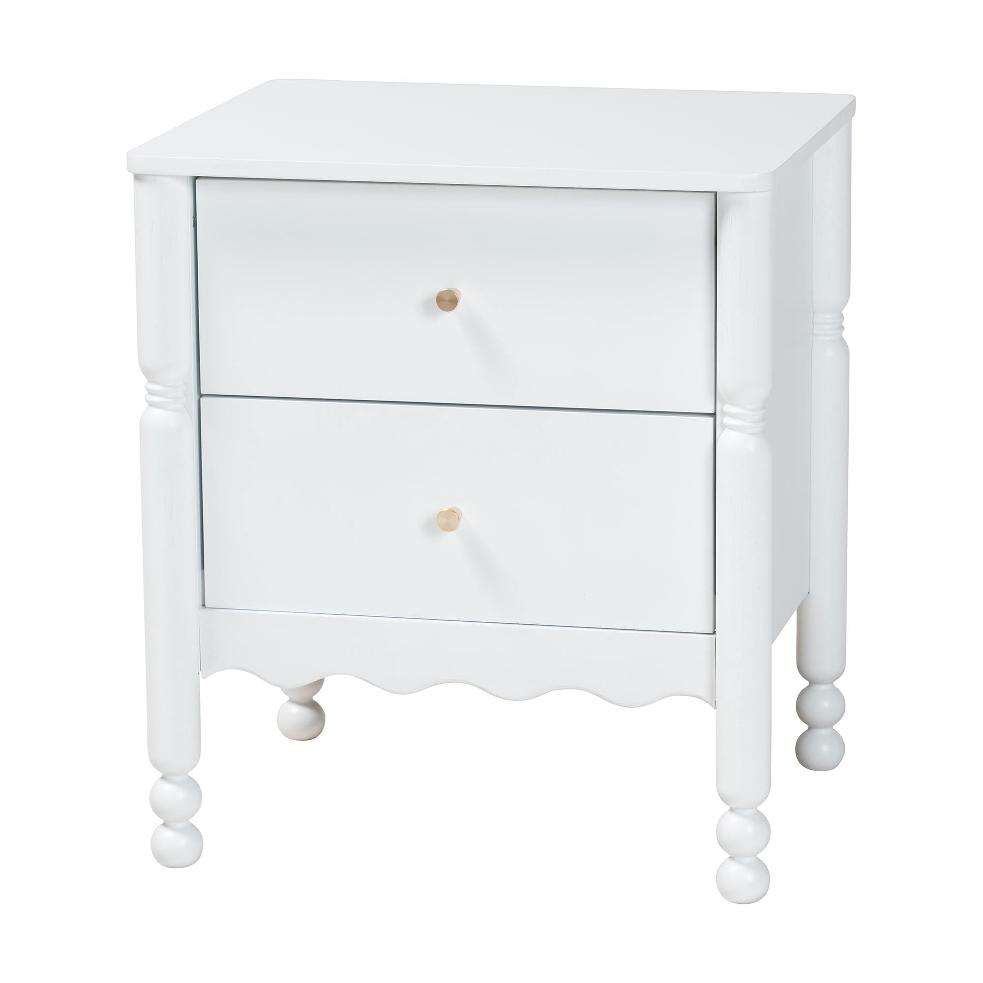 Baxton Studio Hoffman Modern Farmhouse Nightstand, 2-Drawer, White