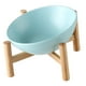thumbnail image 3 of Cuenco para gatos inclinable de 45  degree, con soporte de madera, alimentador de alimentos, antideslizante, cuenco portátil de cerámica para mascotas de , Azul Yinane Cuenco para gatos, 3 of 5