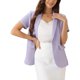 thumbnail image 1 of SACO CHIC para Mujeres INSPIRE con Solapa Notch, Mangas Cortas, Un Botón, Chaquetas de Traje para Trabajar XL Púrpura, 1 of 6