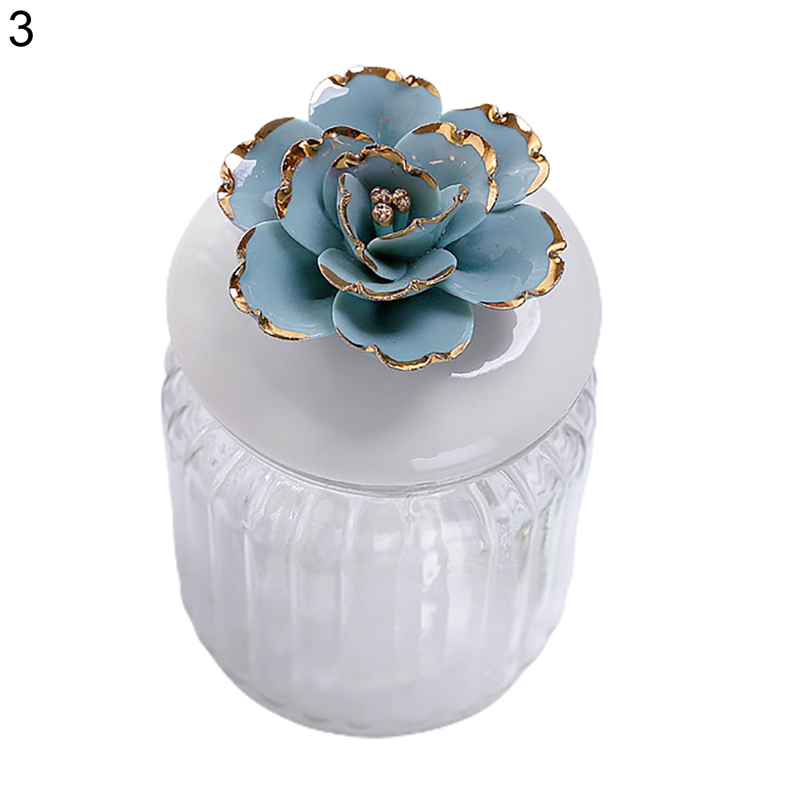 HEVIRGO 240ml Clear Ceramic Glass Jar Delicate Lid Multipurpose